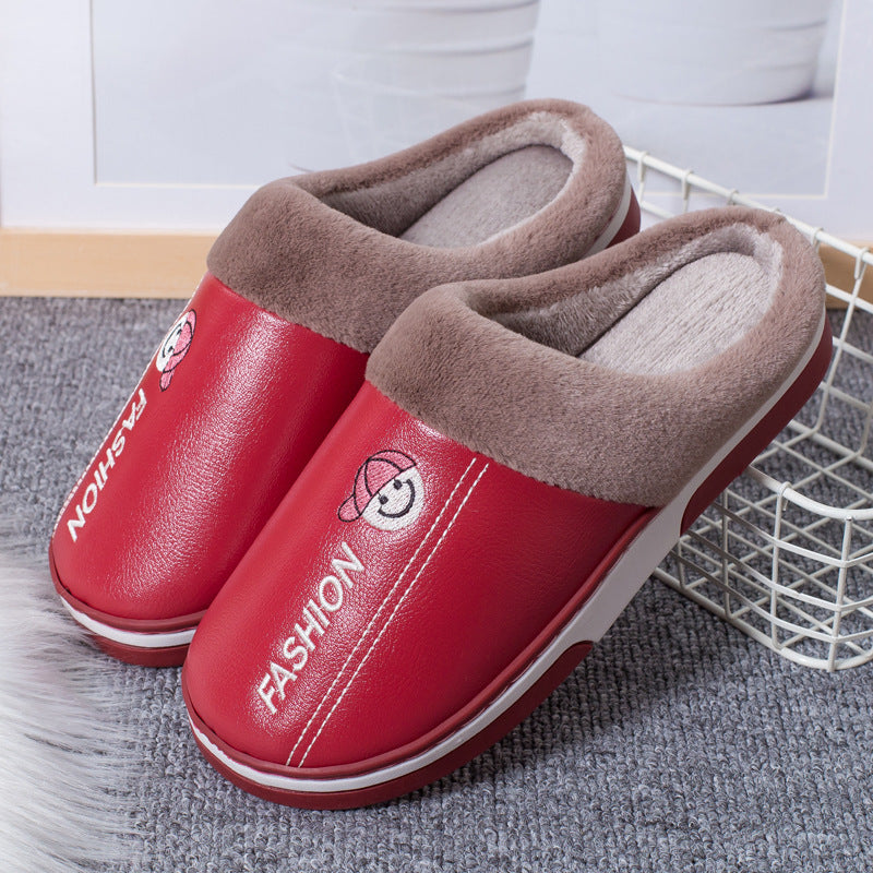 Wholesale Leather Autumn and Winter Warm Cotton Slippers